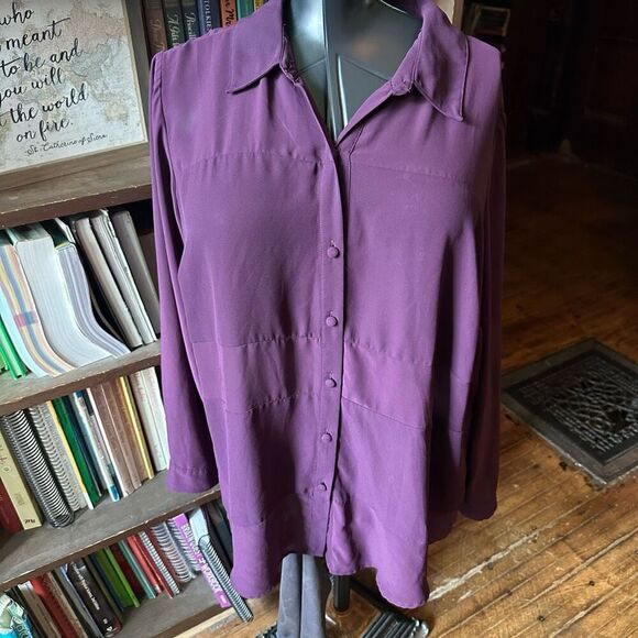 Torrid purple semi sheer lightweight 1x Harper button down top - Picture 1 of 3
